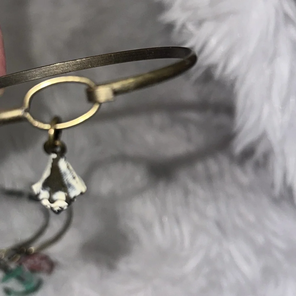 Hand Painted Charm Bracelet Anchor Ship Wheel The Helm Sea Shell Nautical‎ NWT